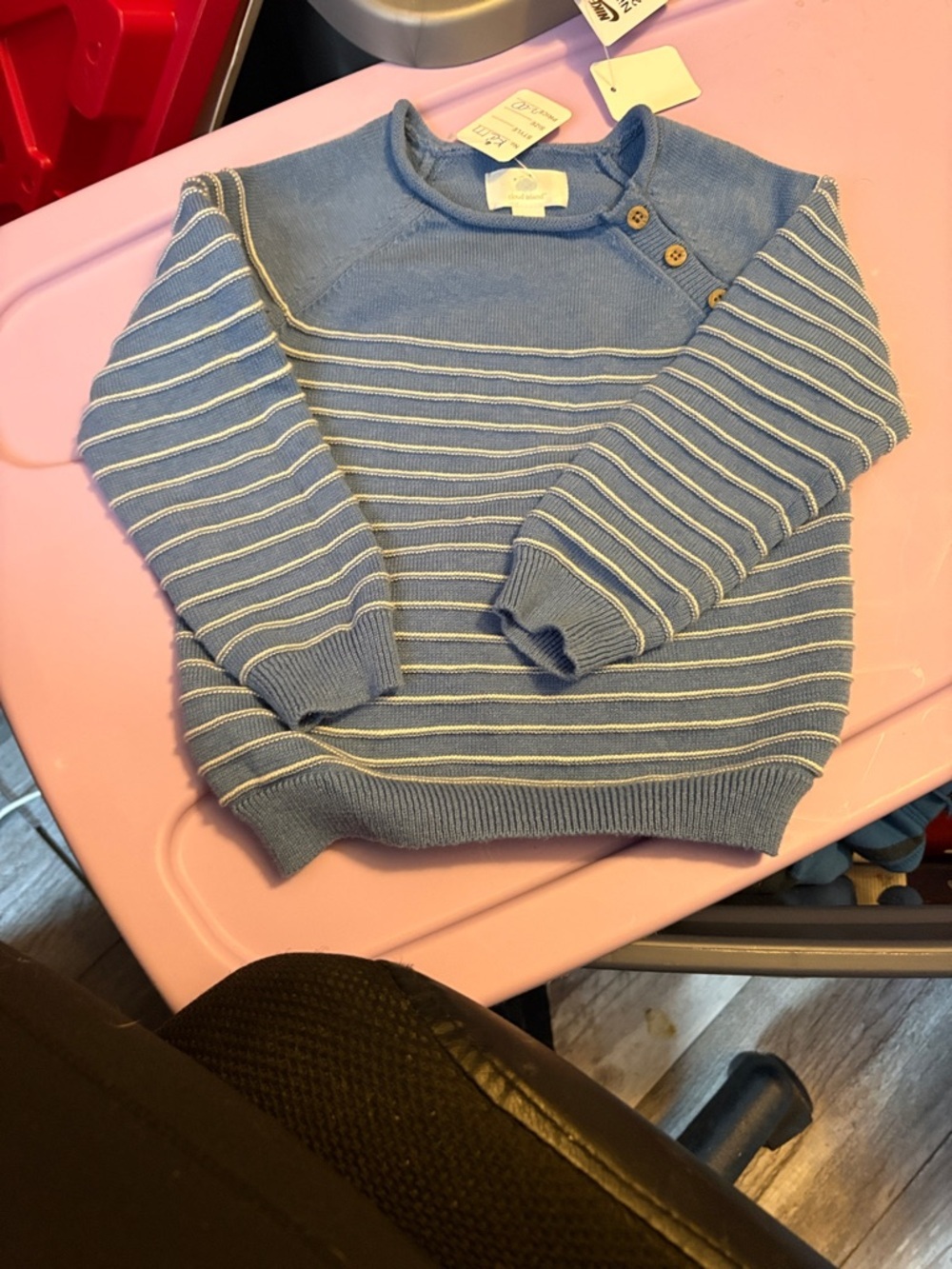Three piece Dinosaur outfit with blue stripped sweater - Picture 4 of 5